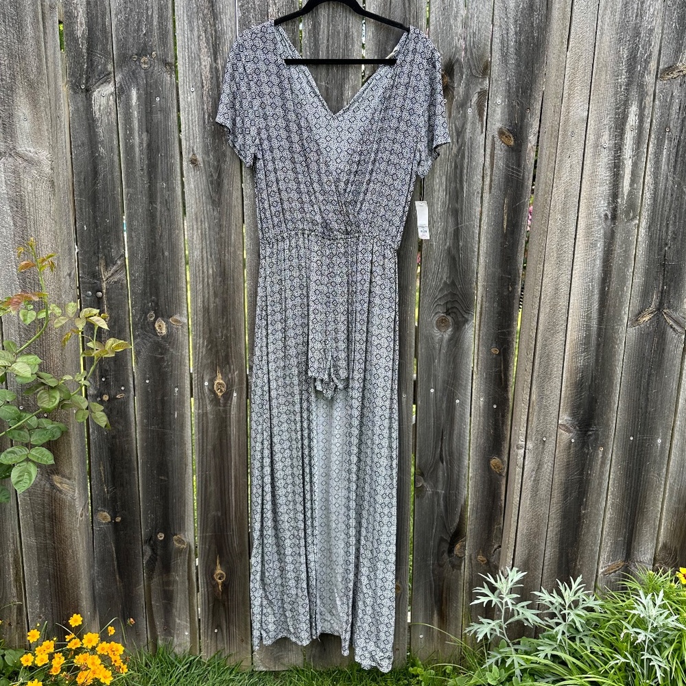 Black/White Split Romper Maxi Dress